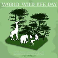 world wildlife day social media instagram post template for wildlife and environment

