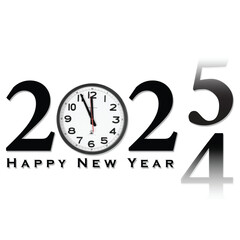 Happy New Year 2025 with clock time 11:45