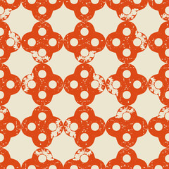 Seamless pattern, retro abstract style background with different shapes and hand drawn textures. Vector template for design