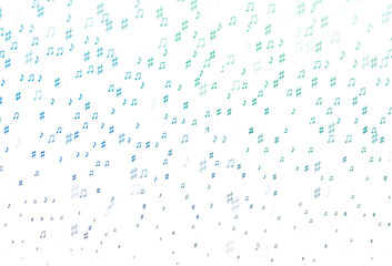 Light Blue, Green vector texture with musical notes.