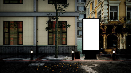 3d rendering illustration of a building-side billboard on a city street 