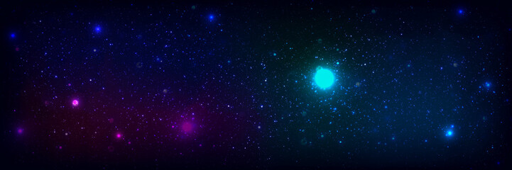 Space background with stars in the universe. Galaxy light with twinkle particles. 