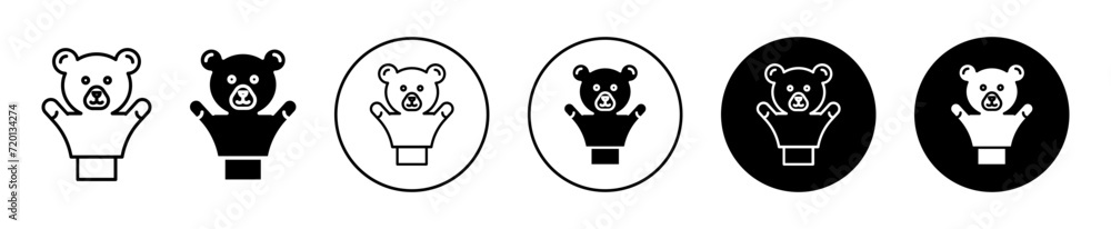 Poster hand puppet vector icon set collection. hand puppet outline flat icon.