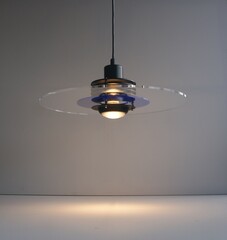 Ceiling lamp in acrylic glass. Astronomy inspired Memphis style design from the 1980s.   