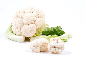 Cauliflower isolated on white background. Healthy vegetables.