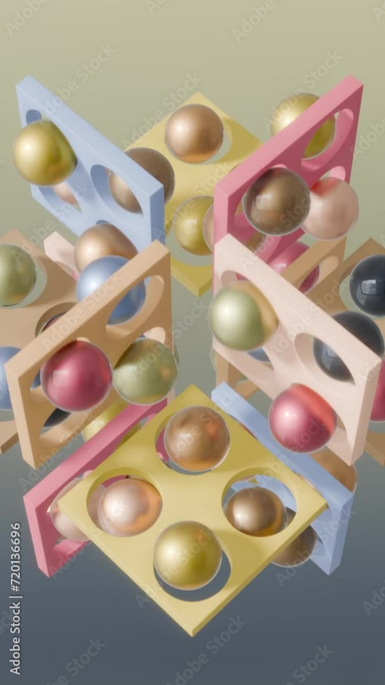 Poster Vertical Motion Dreamscape: Exploring Dynamic 3D Animation in Abstract Design