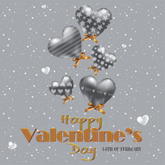 Fototapeta na wymiar Vector happy valentine's day text vector template valentine's day greeting card with heart balloons and pattern
