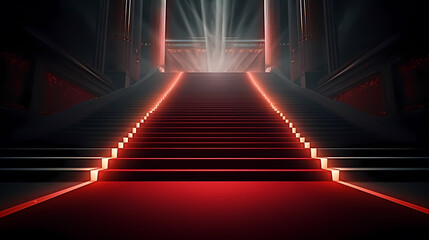 Red carpet staircase background, VIP entrance, night awards ceremony