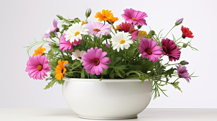 Naklejka na ściany i meble Color flowers in white pot