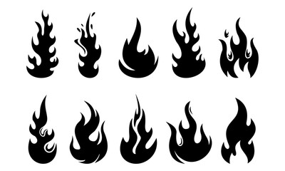 set icon black fire logo vector