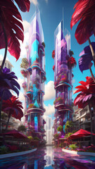 abstrakte futuristische Wolkenkratzer