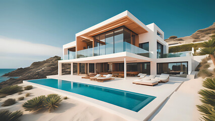 weiße Luxus Villa mit Pool