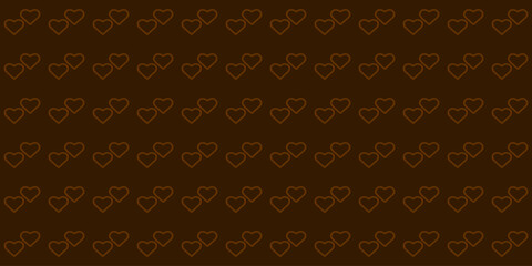 Love. Romantic Abstract texture with linear hearts. Stylish design for wrapping fabric cloth. Print. Chocolate decor Valentines day pattern. Textile swatch brown Heart dark background. Seamless