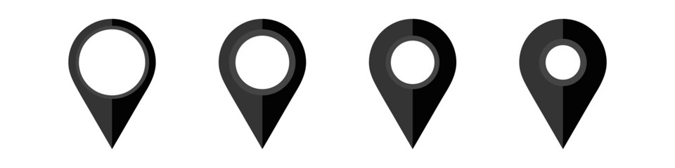 Position marker icon set. Isolated graphic illustration location signs. Destination icons in vector design flat