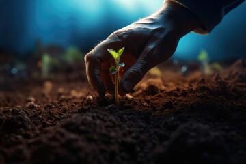 Expert farmer checks soil health for growth.