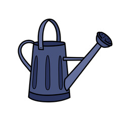 Cute vintage watering can. Hand drawn detailed vector illustration.