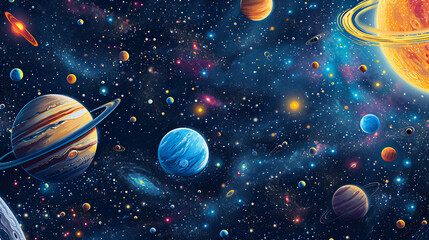 Galactic and planet stars in space.