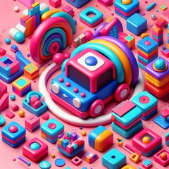 3d geometric shapes fun and colorful backgrounds