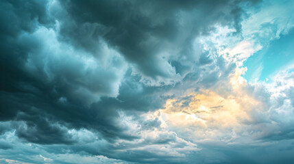 Naklejka na ściany i meble Dramatic sky with storm clouds