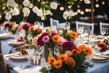 Fototapeta na wymiar table setting for a wedding reception