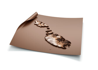 Map Of Malta Old Style Brown On Unrolled Map Paper Sheet On White Background 3d Illustration