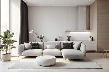 Fototapeta na wymiar Modern Living Room Interior with Sofa and Contemporary Furniture