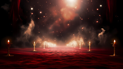 Luxurious and elegant red carpet staircase, holiday awards ceremony event