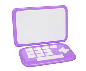 3d purple laptop computer monitor isolated. minimal concept, 3d render illustration