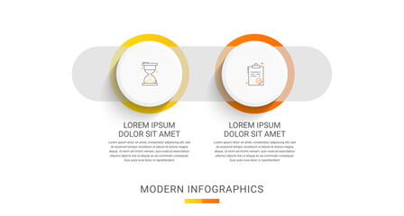 Circle vector infographic template with 2 steps and options for annual reports, presentations, advertising, chart. Modern business illustration.