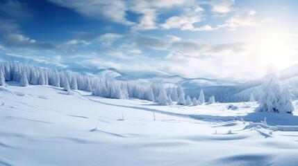 beautiful anime inspired winter landscape, snow everywhere