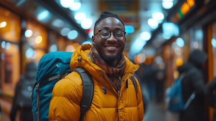 Fototapeta premium dark skinned man with passport. travel ticket and documents for immigration, generative ai