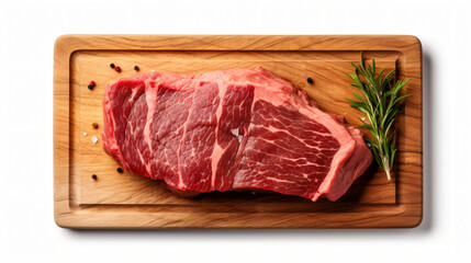 Fresh beef steak on a wooden cutting board