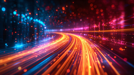 High speed technology concept background, light abstract background, image of speed movement on the road - obrazy, fototapety, plakaty