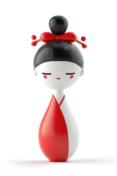  illustration of a bowling pin that resembles a Japanese geisha character