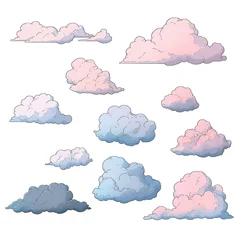 Rolgordijnen clouds drawn by hand with a pen, in the style of engraving. Generated AI © Dasha Yurk