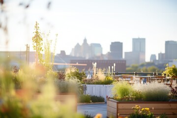 rooftop garden with city backdrop