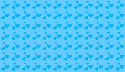 Endless seamless pattern of hearts. Turquois Hearts on Blue Turquois Background. Wallpaper, Wrapping paper Background for Valentine's Day Fabric design textile swatch. Light blue. Heart Love