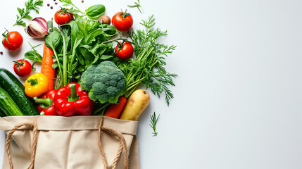 Fresh vegetables in a bio bag