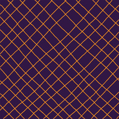purple, yellow, orange, blue, violet background with brush texture effect, weave plaid style fine broken lines. Irregular check repeat pattern. 