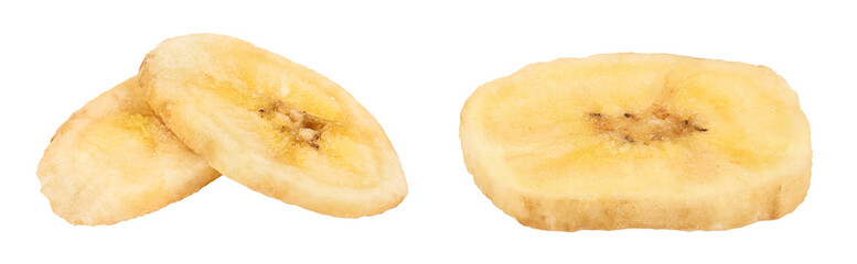 Dried banana chips isolated on white background with full depth of field © kolesnikovserg