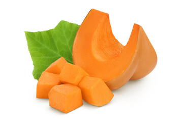 Fresh orange pumpkin isolated on white background with full depth of field