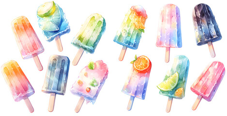 Watercolor popsicle clipart for graphic resources