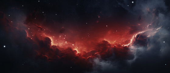 
Witness the cosmic spectacle of a red-black sky nebula, where stars and galaxies converge in a...