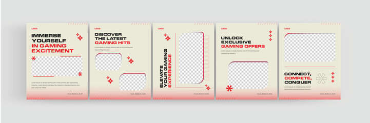 eSports gaming social media carousel, Instagram and LinkedIn banner design for gamers, vector illustration EPS 10
