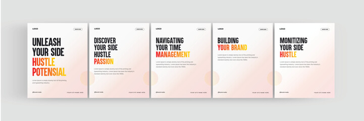 How to start a side hustle social media carousel, LinkedIn carousel template for business and investor coach, vector illustration EPS 10
