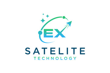 Satellite telecommunications technology logo design, future space company.