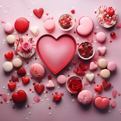 heart, valentine's day, valentine, holiday, pink, background, love, romance, cake, candy, feelings, romance, sweets, cute, tender