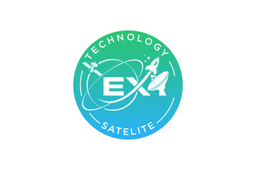Satellite telecommunications technology logo design, future space company.
