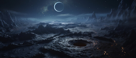 Explore the Moon's surface relief, craters, and dark expanse in this captivating universe-themed...