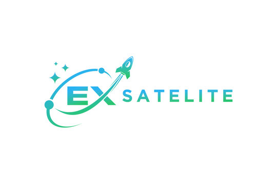 Satellite telecommunications technology logo design, future space company.